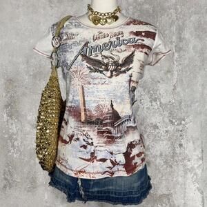 y2k bedazzled American baby tee